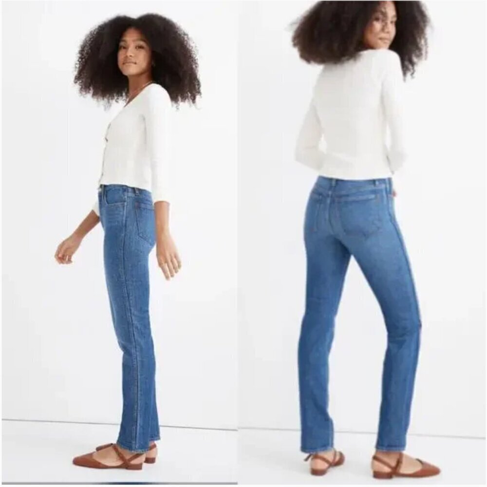 Madewell Womens |27| Mid-Rise Stovepipe Jeans in Knowland Wash/Slit-Hem Edition